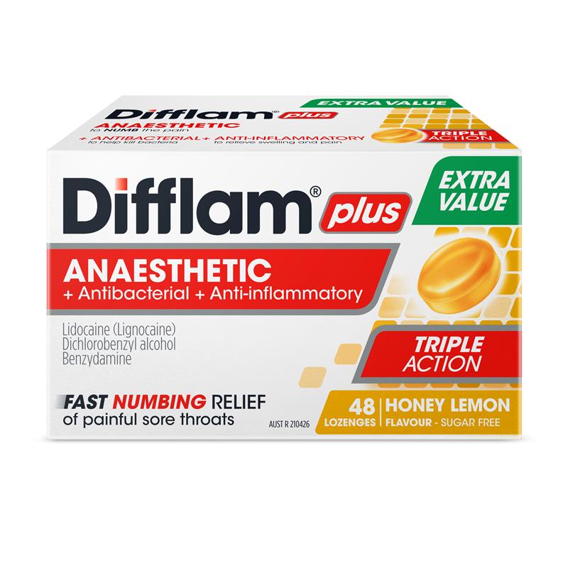 Load image into Gallery viewer, Difflam Sore Throat Sugar Free Honey And Lemon 48 Lozenges
