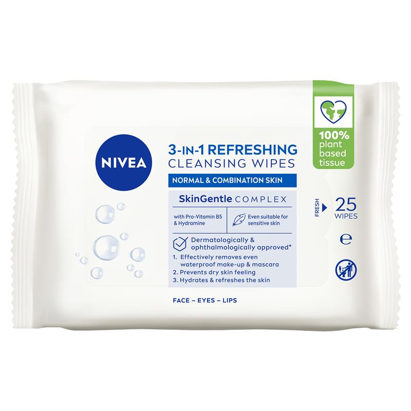 Load image into Gallery viewer, NIVEA 3in1 Refreshing Cleansing Normal &amp; Combination Skin Wipes 25 Pack
