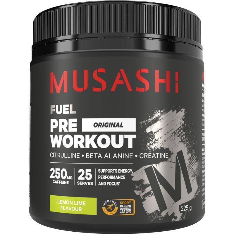 Load image into Gallery viewer, Musashi Pre Workout Lemon Lime 225g
