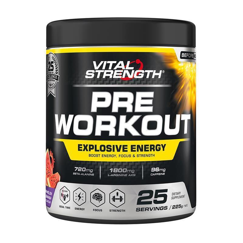 Load image into Gallery viewer, Vital Strength Pre Workout Powder Watermelon Smash 225g

