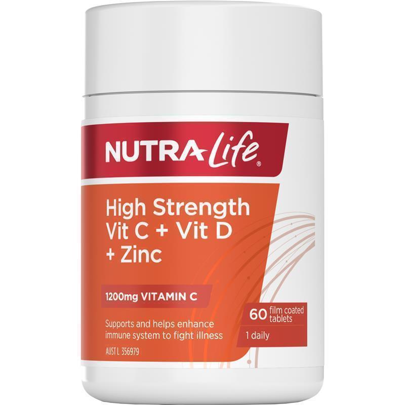 Load image into Gallery viewer, Nutra-Life High Strength Vitamin C 1200 + D + Zinc 60 Tablets
