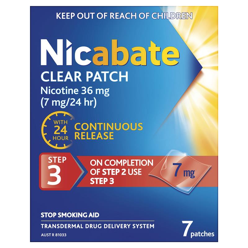 Load image into Gallery viewer, Nicabate Clear Patch Quit Smoking Step 3 7mg 7 Patches
