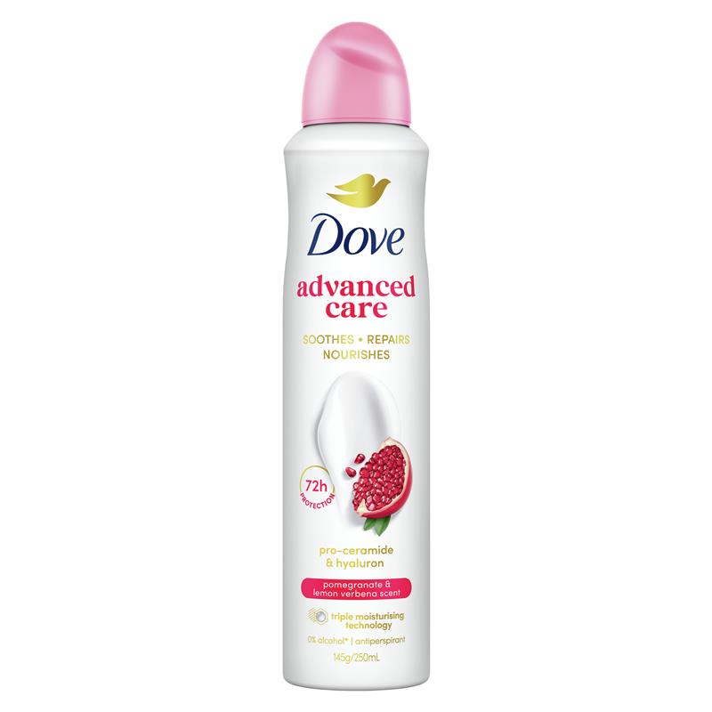 Load image into Gallery viewer, Dove Women Advanced Care Antiperspirant Aerosol Pomegranate &amp; Lemon Verbena 250ml
