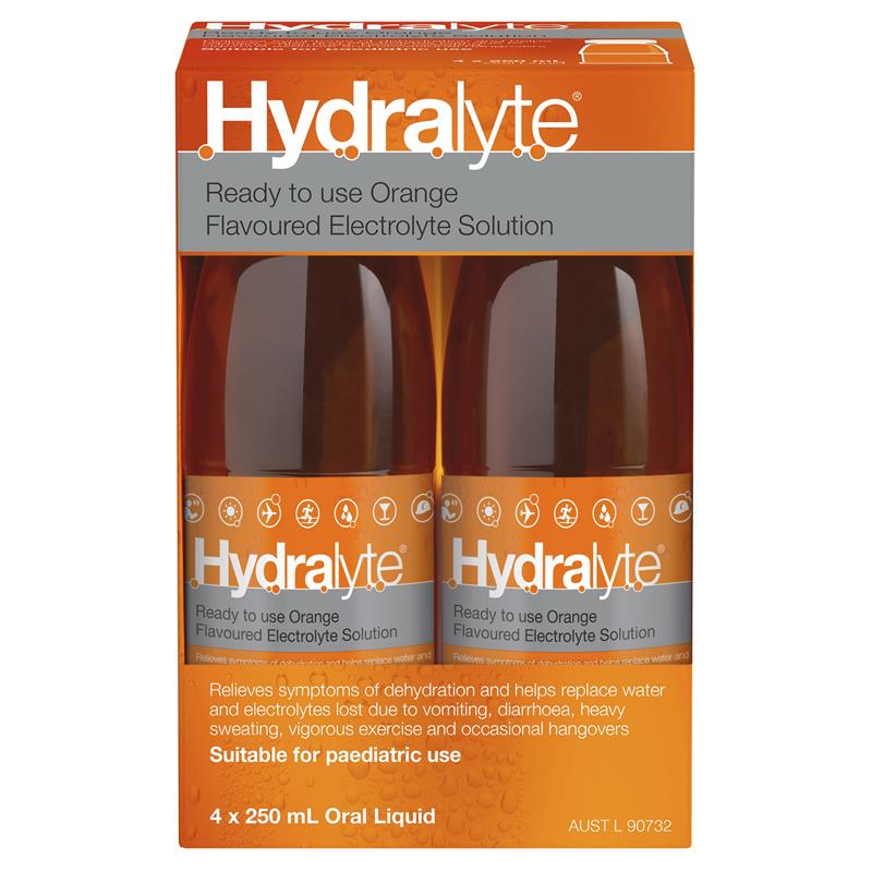 Load image into Gallery viewer, Hydralyte Electrolyte Orange 4 Pack (4x250ml) Solution
