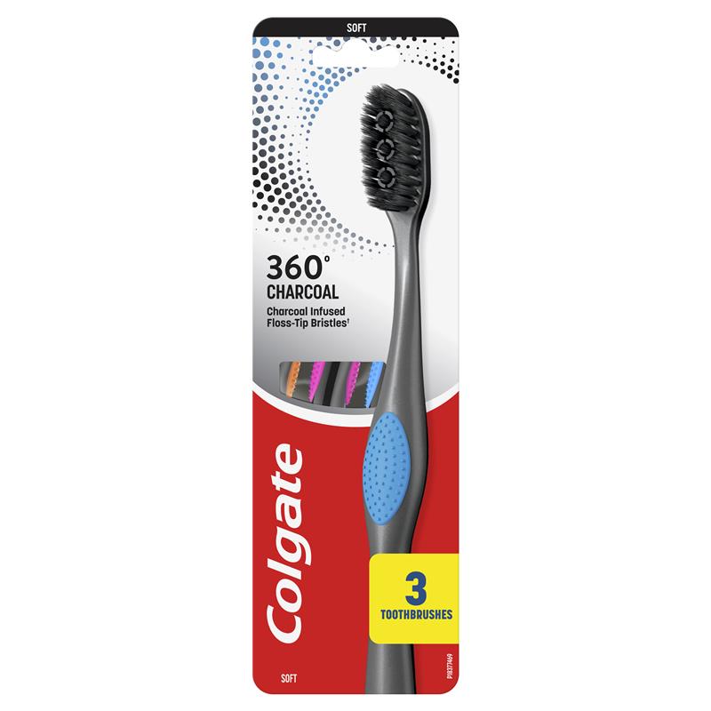 Load image into Gallery viewer, Colgate Toothbrush 360 Charcoal Infused Floss Tip 3 Pack

