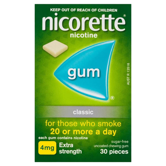 Nicorette Quit Smoking Extra Strength Nicotine Gum Classic 30 Pack