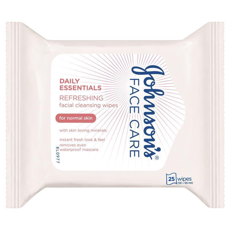 Load image into Gallery viewer, Johnson's Face Care Refreshing Facial Cleansing Wipes For Normal Skin 25 Pack
