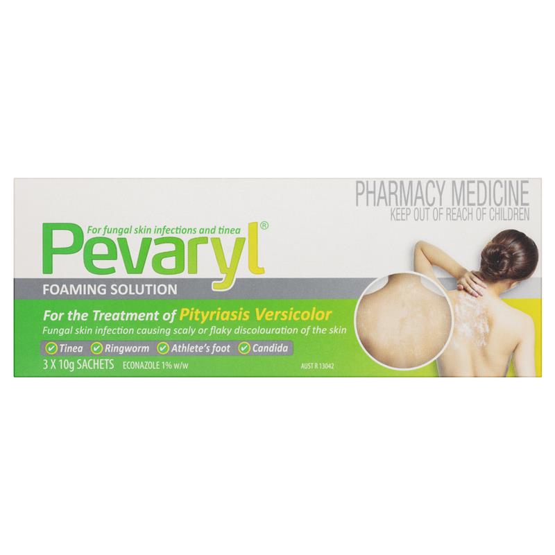 Load image into Gallery viewer, Pevaryl Foaming Solution 1% 3x10g Sachets
