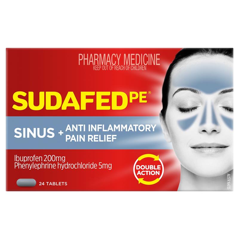 Load image into Gallery viewer, Sudafed PE Sinus + Anti Inflammatory Pain Relief 24 Tablets
