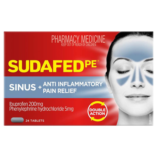 Sudafed PE Sinus + Anti Inflammatory Pain Relief 24 Tablets