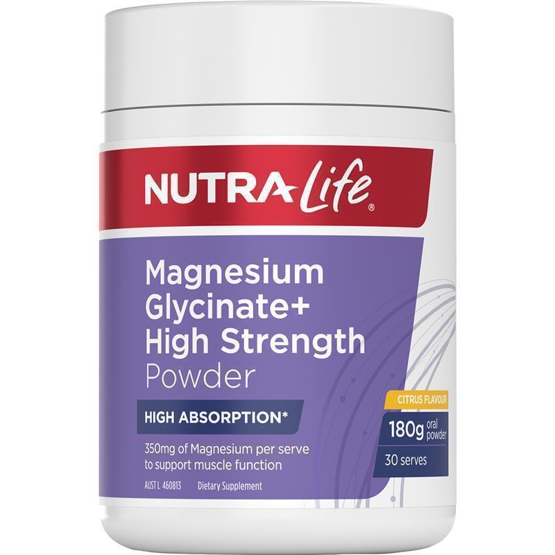 Load image into Gallery viewer, Nutra-Life Magnesium Glycinate + High Strength 180g Powder Citrus
