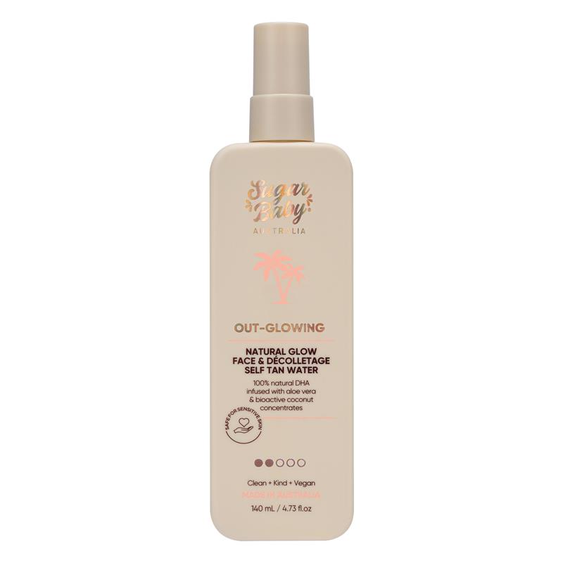 Load image into Gallery viewer, SugarBaby Out Glowing Natural Glow Face &amp; Decolletage Self Tan Water 140ml
