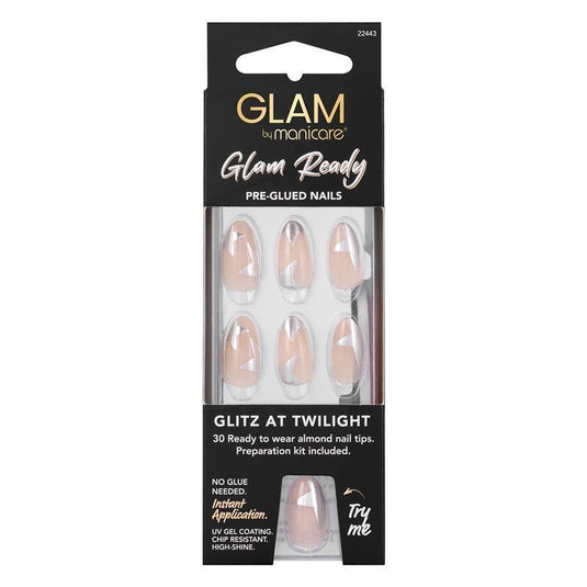 Glam By Manicare Glam Ready Pre-Glued Nails Glitz At Twilight 30 Pieces
