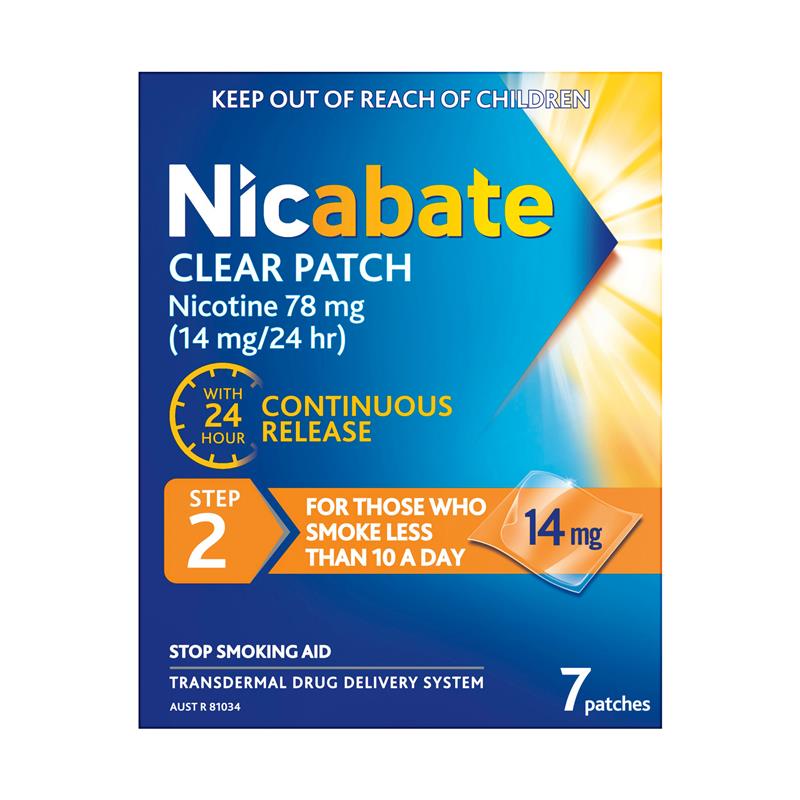 Load image into Gallery viewer, Nicabate Clear Patch Quit Smoking Step 2 14mg 7 Patches
