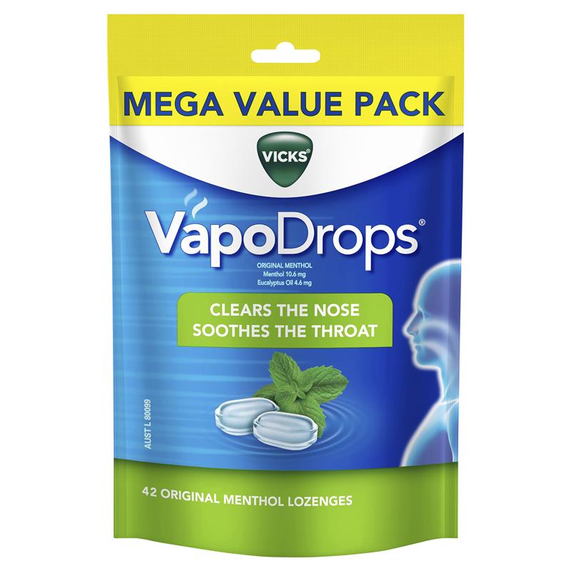 Load image into Gallery viewer, Vicks VapoDrops Original Menthol 42 Lozenges
