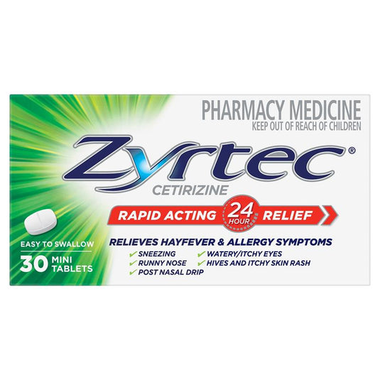 Zyrtec Rapid Acting Antihistamine Allergy & Hayfever Mini Tablets 30 Pack
