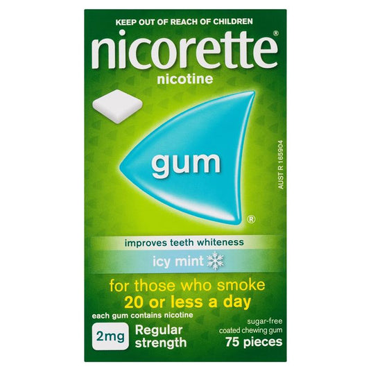 Nicorette Gum 2mg Icy Mint 75 Pieces