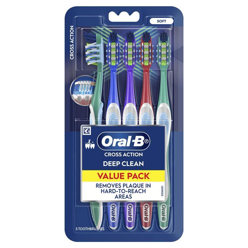 Load image into Gallery viewer, Oral B Toothbrush Cross Action 7 Benefits 5 Pack
