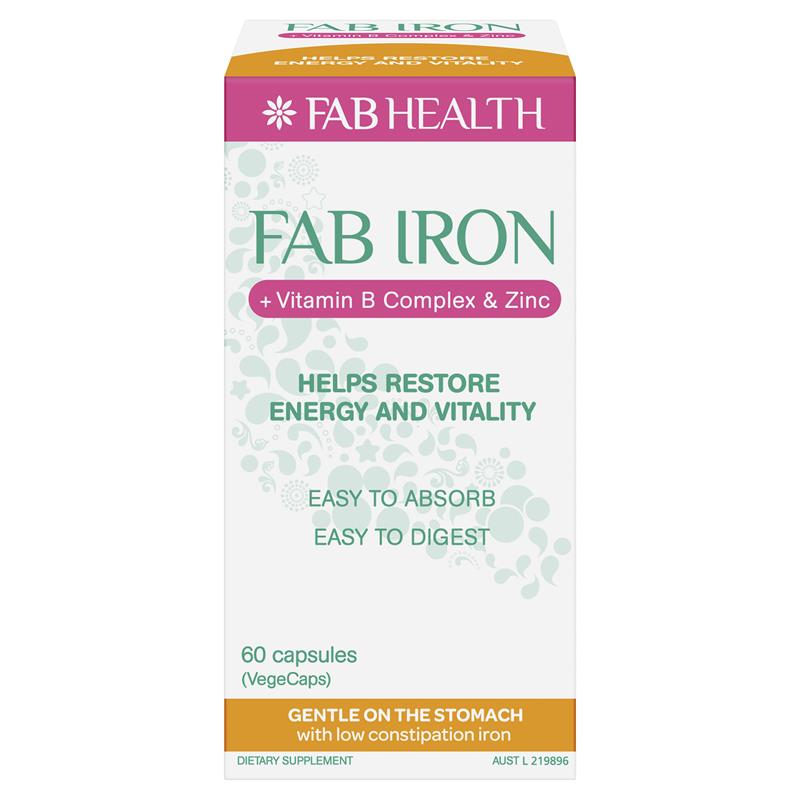 Load image into Gallery viewer, Fab Iron + Vitamin B Complex and Zinc 60 Capsules
