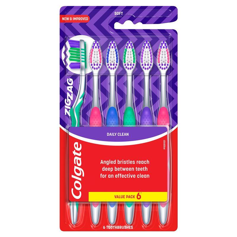 Load image into Gallery viewer, Colgate Toothbrush Zig Zag Daily Clean Soft Value 6 Pack
