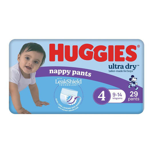 Huggies Ultra Dry Nappy Pants Size 4 9-14kg Boy 29 Pack