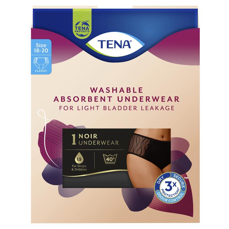 Load image into Gallery viewer, TENA Washable Absorbent Underwear Classic Noir Size 18-20
