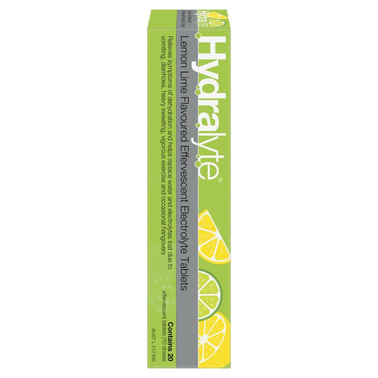 Hydralyte Effervescent Lemon Lime Electolyte Tablets 20 Pack