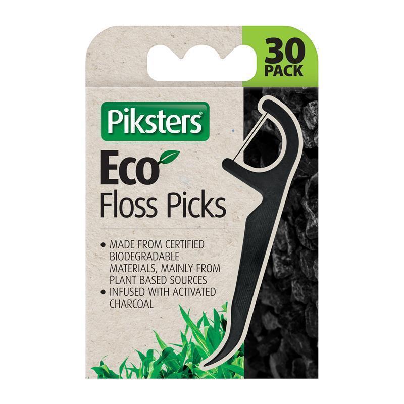 Load image into Gallery viewer, Piksters Eco Floss Pick Charcoal 30 Pack
