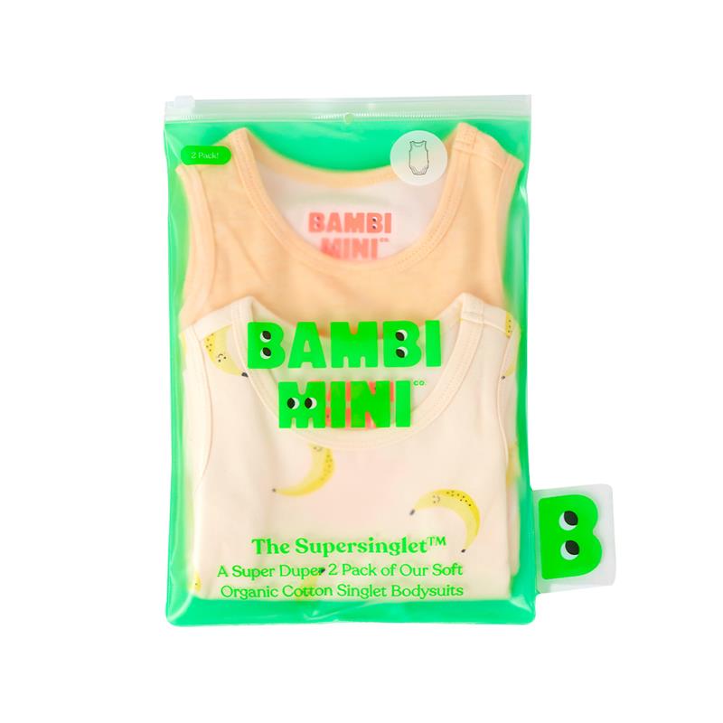 Load image into Gallery viewer, Bambi Mini Co. Supersinglet Bodysuit Unisex Orange Awesome and Bananas 2 pack 0 Newborn
