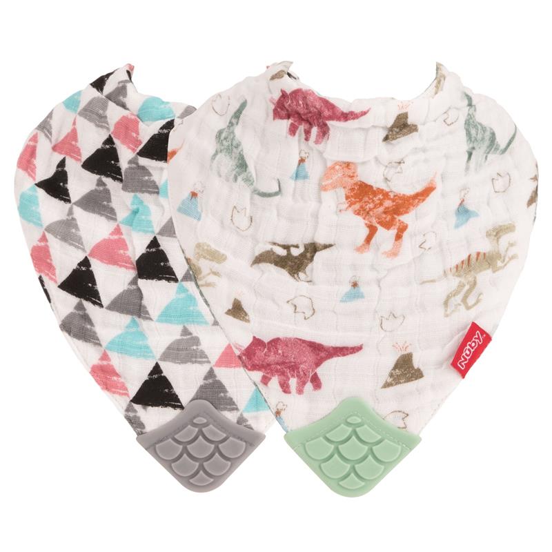 Load image into Gallery viewer, Nuby Muslin Bandana Bib with Teething Corner Girl 2 Pack
