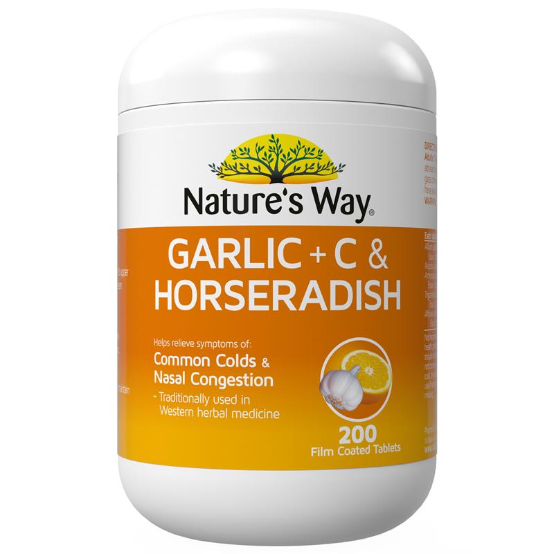 Load image into Gallery viewer, Nature's Way Garlic + C &amp; Horseradish 200 Tablets
