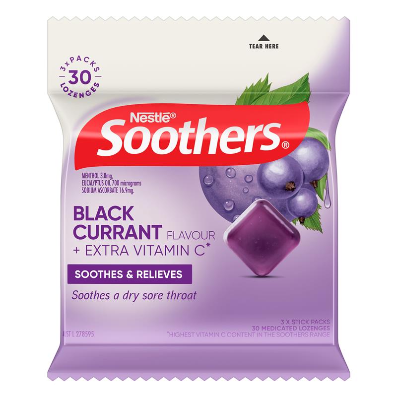 Load image into Gallery viewer, Soothers Blackcurrant 3x10 Lozenge Multipack
