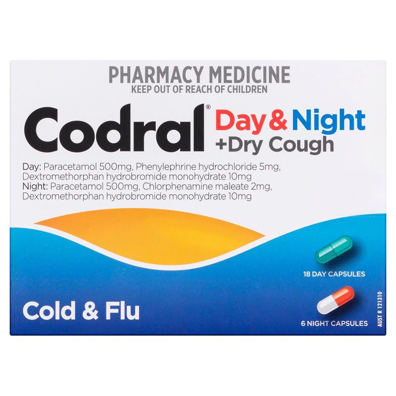 Load image into Gallery viewer, Codral Cold &amp; Flu + Cough Day &amp; Night 24 Capsules
