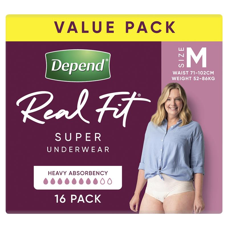 Load image into Gallery viewer, Depend Women Real Fit Underwear Super Medium 16 Bulk Pack
