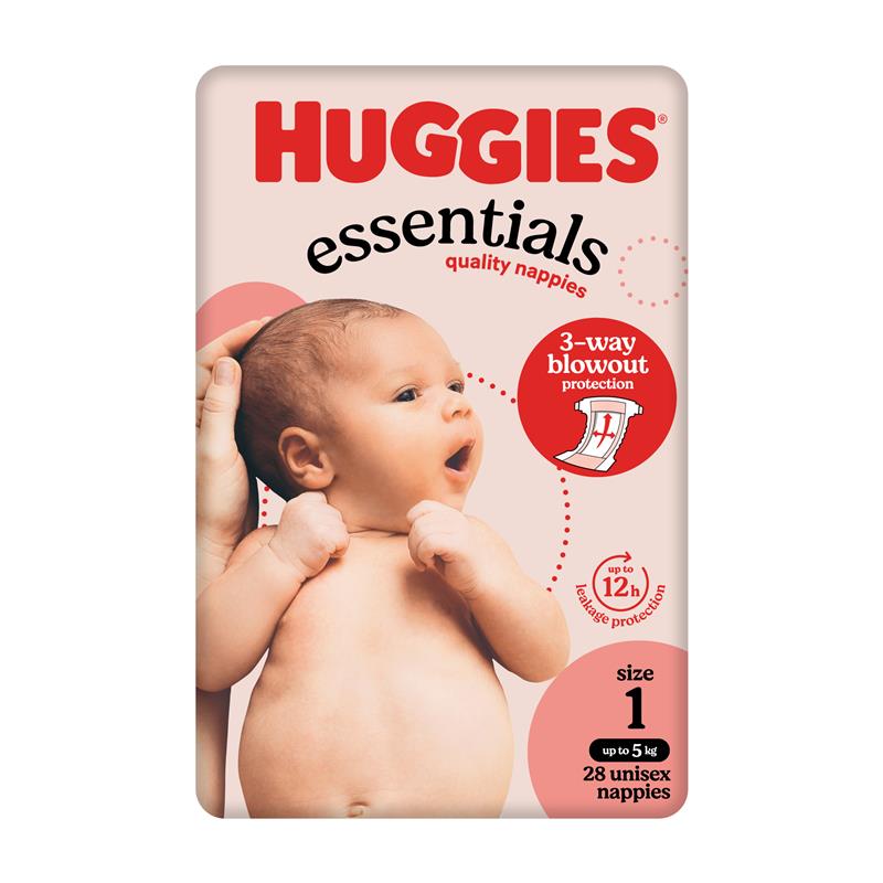 Load image into Gallery viewer, Huggies Essentials Size 1 Newborn up to 5kg 28 Nappies
