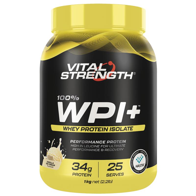 Load image into Gallery viewer, Vital Strength WPI Plus 100 Whey Protein Isolate Vanilla 1Kg
