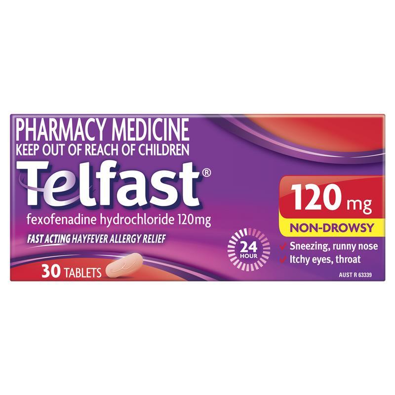 Load image into Gallery viewer, Telfast Hayfever Allergy Tablets 120mg 30 Pack
