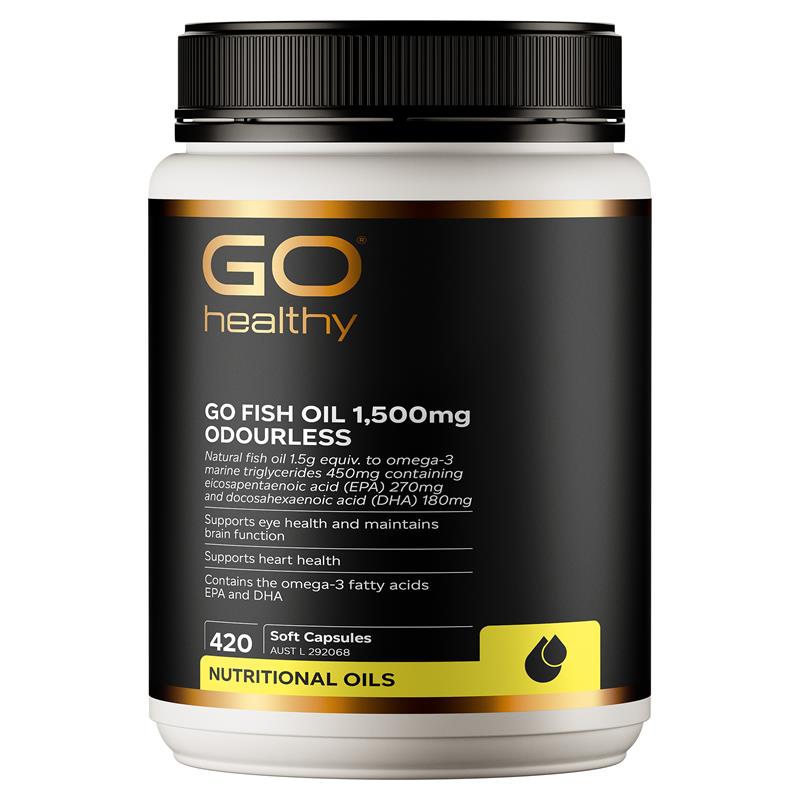 Load image into Gallery viewer, GO Healthy Fish Oil 1500mg Odourless 420 Capsules
