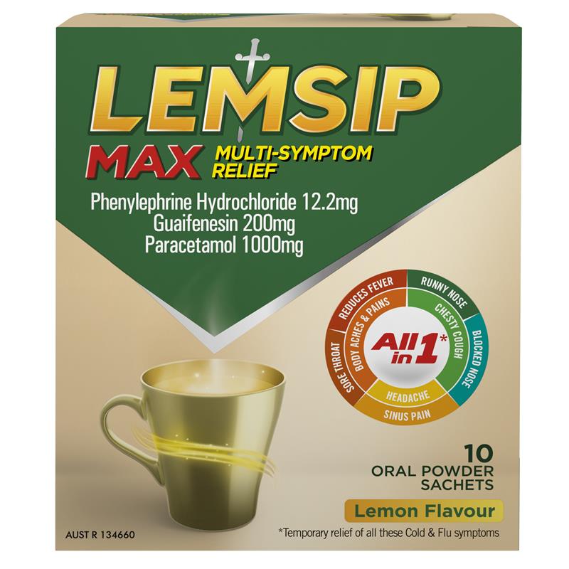 Load image into Gallery viewer, Lemsip Max Multi-Symptom Cold and Flu Relief All-In-1 Hot Drink Lemon 10 pack
