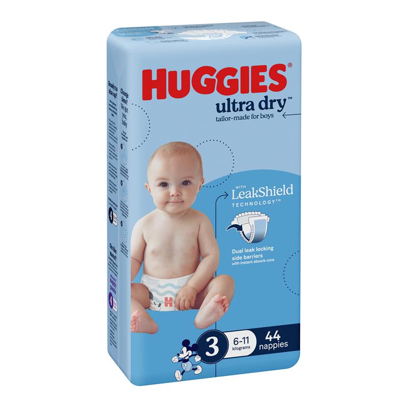 Load image into Gallery viewer, Huggies Ultra Dry Nappies Size 3 Boy 6-11kg Bulk 44 Pack
