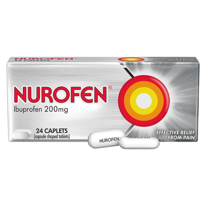 Load image into Gallery viewer, Nurofen Ibuprofen Caplets Pain Relief 200mg 24 Pack
