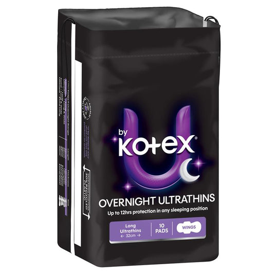 U by Kotex Ultrathin Overnight Regular with Wings Pads 10