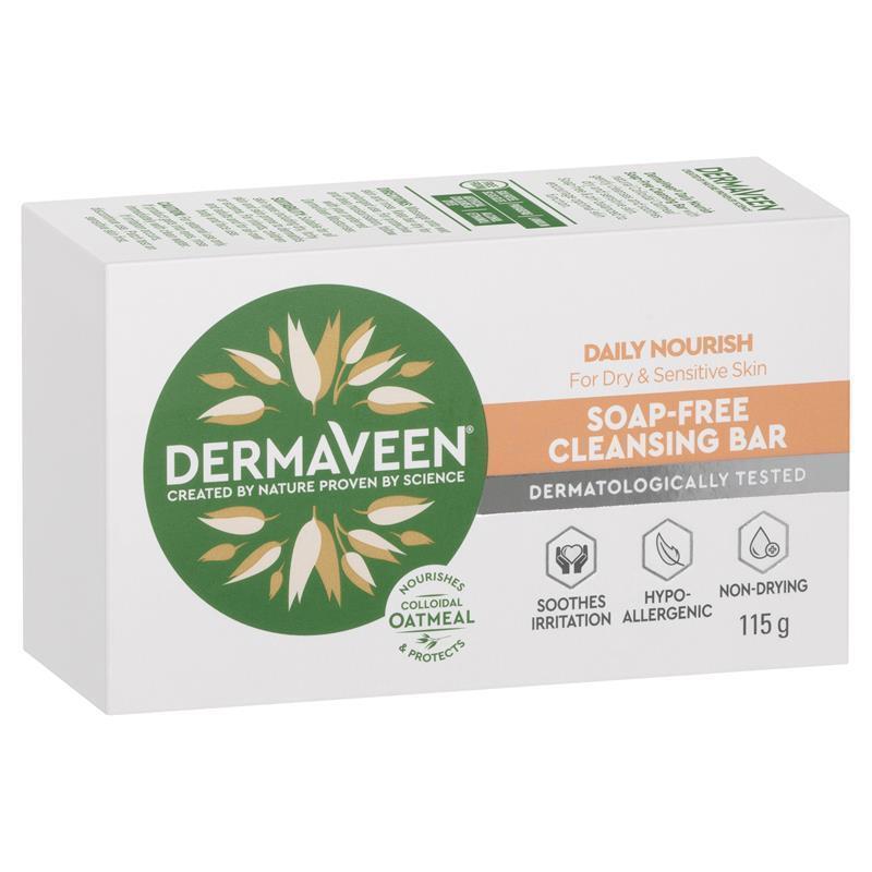 Load image into Gallery viewer, DermaVeen Daily Nourish Soap-Free Cleansing Bar for Dry &amp; Sensitive Skin 115g
