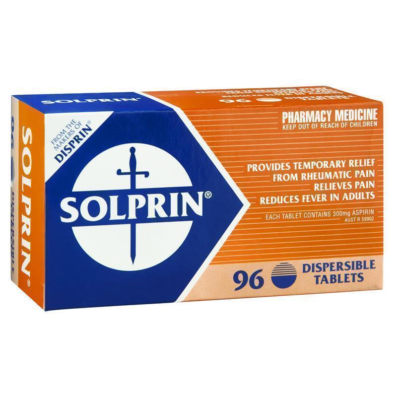 Load image into Gallery viewer, Solprin Pain and Fever Relief Dispersible Tablets 300mg Aspirin 96 Pack
