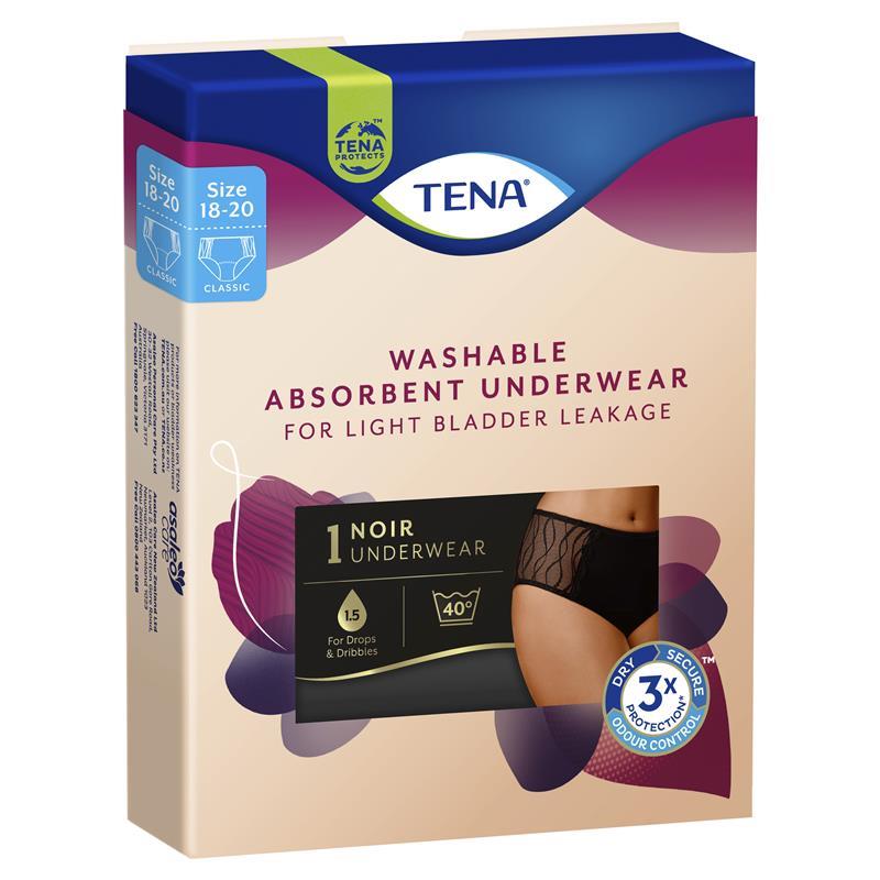 Load image into Gallery viewer, TENA Washable Absorbent Underwear Classic Noir Size 18-20
