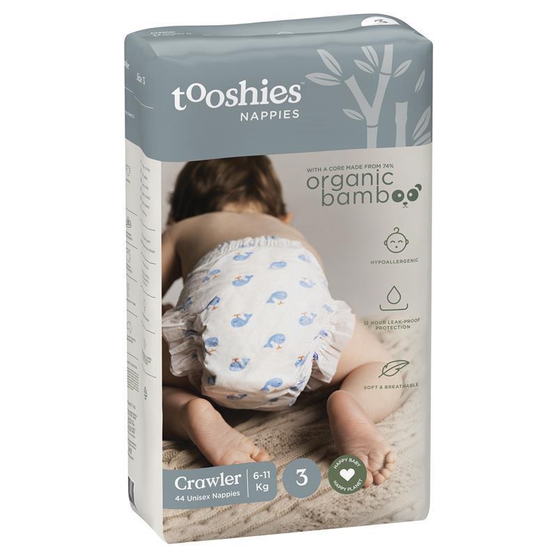 Load image into Gallery viewer, Tooshies Eco Nappies with Organic Bamboo Size 3 Crawler 6-11kg, 44 Pack
