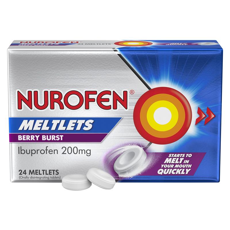 Load image into Gallery viewer, Nurofen Meltlets Pain Relief Berry Burst 200mg Ibuprofen 24 Pack
