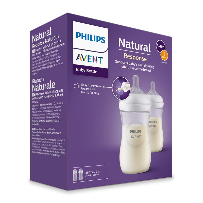 Load image into Gallery viewer, Avent Natural Response Feeding Bottle 260ml 2 Pack
