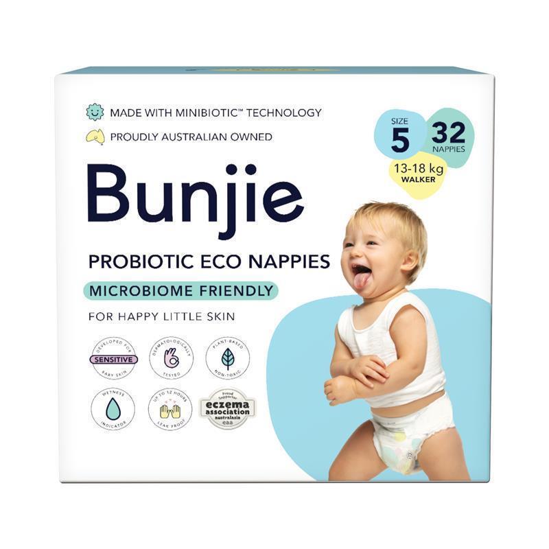 Load image into Gallery viewer, Bunjie Probiotic Eco Nappies Size 5, 13-18kg, 32 Pack

