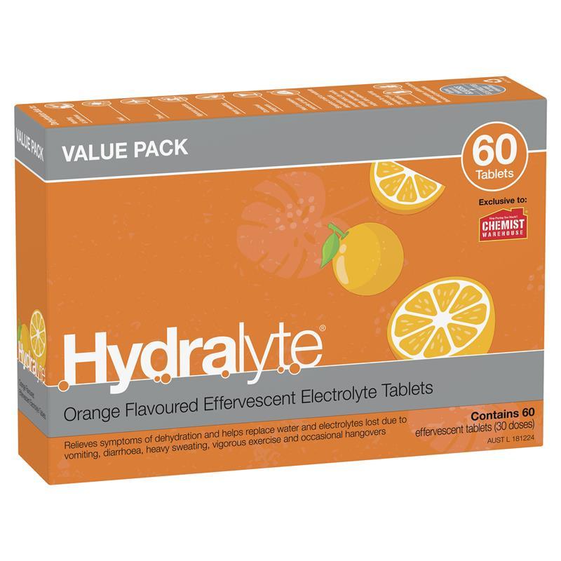 Load image into Gallery viewer, Hydralyte Electrolyte Effervescent Orange 60 Tablets Exclusive Size

